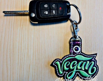 Embroidery Design Digitized Vegan Text Fill Keychain 4 x 4