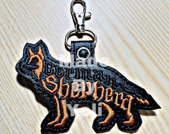 Embroidery Design Digitized German Shephard Version 2 Keychain 4 x 4