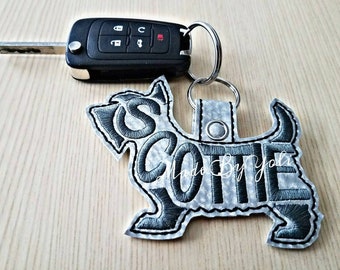 Embroidery Design Digitized Scottie Text Fill Keychain 4 x 4