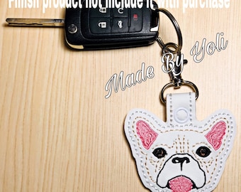 Embroidery Design Digitized Frenchie Face 4 x 4 Keychain