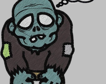 Walking Zombie 5 x 7 Full Stitch  Embroidery Design Digitized