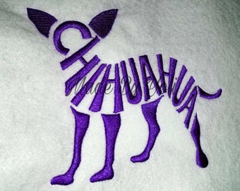 Embroidery Design Digitized Chihuahua Text Fill 4 x 4
