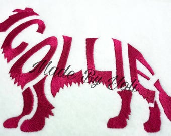 Embroidery Design Digitized Collie Text Fill 5 x 7