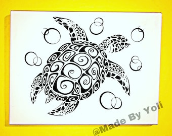 Sea Turtle Canvas Wall HTV Art