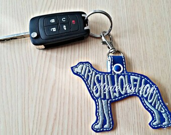Embroidery Design Digitized Irish Wolfhoundr Dog Keychain 4 x 4