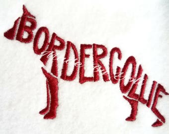 Embroidery Design Digitized Border Collie Version 2 Text Fill  4 x 4