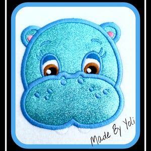 Applique Embroidery Design Hippo Face 4 x 4 Applique