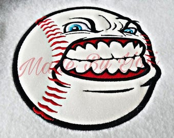 Embroidery Design Digitized Baseball face Applique 5 x 7