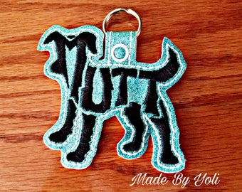 Embroidery Design Digitized Mutt Text Fill Keychain 4 x 4