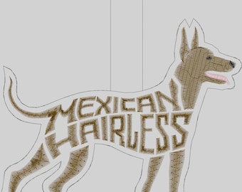2024 Mexican Hairless Dog Keychain 4 x 4 Embroidery Design Digitized