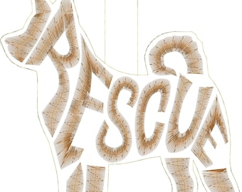 Embroidery Design Digitized Akita ResueText Fill Keychain 4 x 4