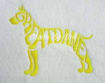 Embroidery Design Digitized Great Dane Text Fill 4 x 4