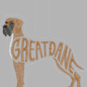 Borduurontwerp gedigitaliseerd 2023 Great Dane-sleutelhanger 4 x 4