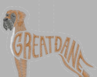 Embroidery Design Digitized 2023 Great Dane Keychain 4 x 4