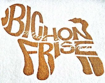 Embroidery Design Digitized Bichon Frise Text Fill 5 x 7