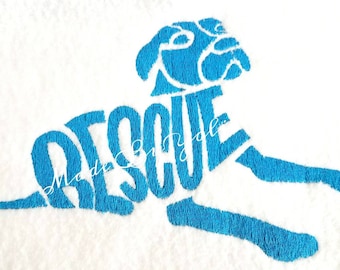 Embroidery Design Digitized Pit Bull Rescue Text Fill 5 x 7