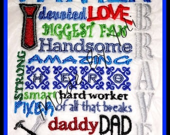 Embroidery Design Digitized Father Day Subway Art 5 x 7