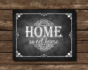home sweet home chalkboard art printable home decor etsy