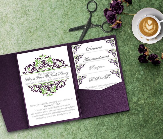 Purple And Green Wedding Invitation Templates 6