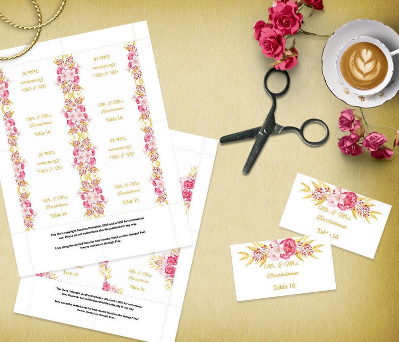Pink Place Cards Printable Floral Favor Tags Floral Escort Cards Printable Flower Templates Pink Baby Shower Baby Shower Favor Tags