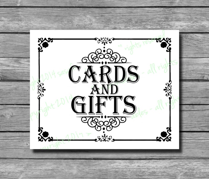 Printable CARDS & GIFTS Wedding Sign DIY Download and