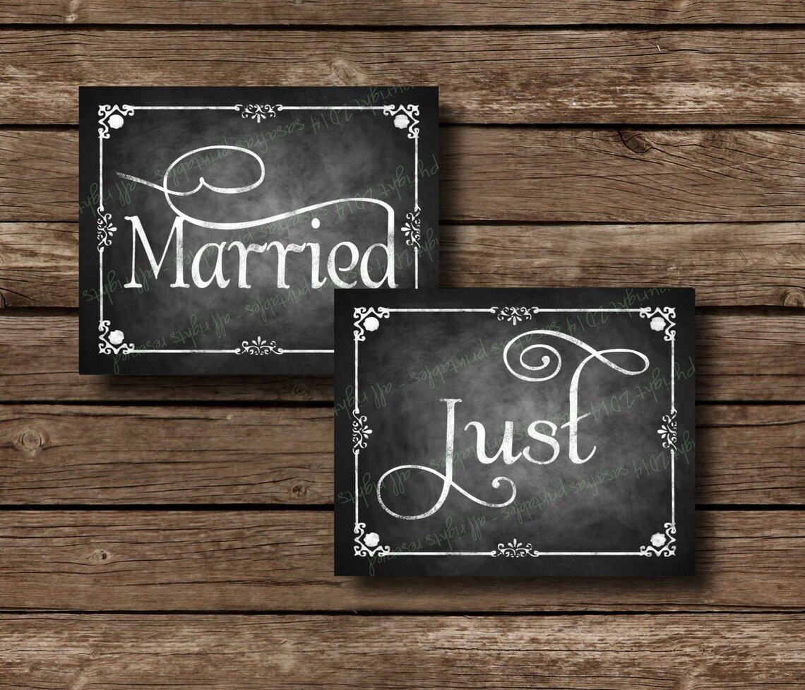 Just Married Photo Props Printable Chalkboard Wedding Signs - Etsy
