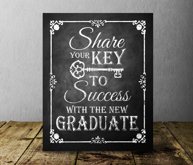 Key to Success Chalkboard Graduation Sign Graduation Party image 0.