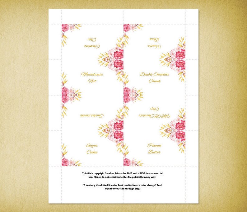 Pink Place Cards Printable Floral Favor Tags Floral Escort Cards Printable Flower Templates Pink Baby Shower Baby Shower Favor Tags