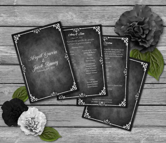 Chalkboard Wedding Program Template Fleur De Lis Word Etsy