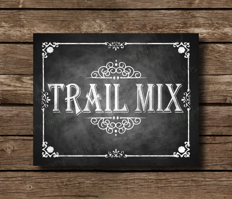 Trail Mix Chalkboard Printable Sign Snack Bar Make Your Own Etsy Ireland
