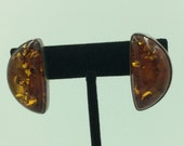Lori Bonn Earrings. Sterling Silver. Natural Amber . Clip Earrings. Natures Earrings.