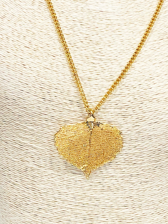 Vintage 24" Authentic Leaf Dipped in Gold Necklac… - image 7