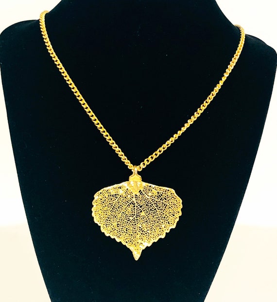 Vintage 24" Authentic Leaf Dipped in Gold Necklac… - image 5