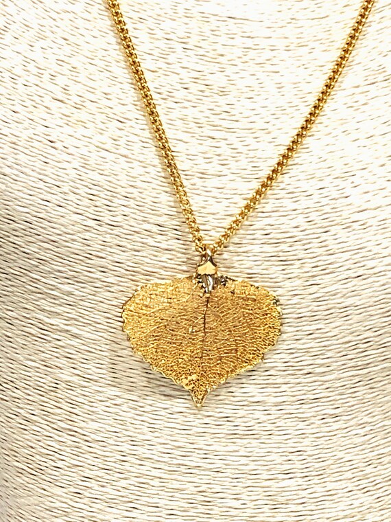 Vintage 24" Authentic Leaf Dipped in Gold Necklac… - image 2