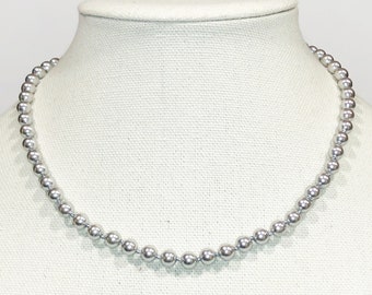 Vintage 18" MONET Silver Glass Beaded Choker.  Brushed Silver Beaded Jewelry. Art Deco Jewelry.  Vintage .