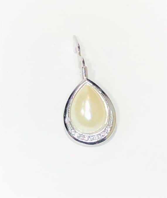 Vintage 24" Teardrop Silver & Pearl Pendant.  Cze… - image 2