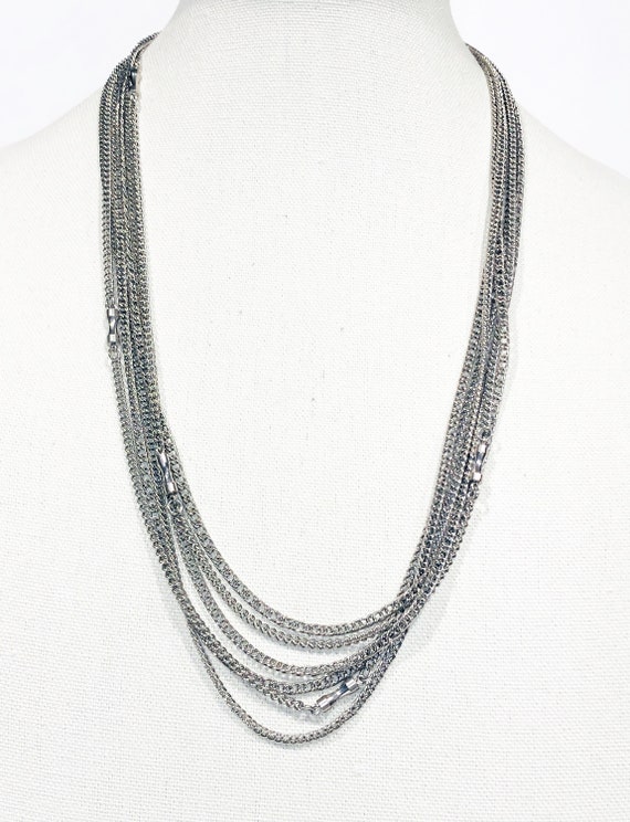 Vintage 54 3 Strand Silver Chain Necklace. Antique Long Silvr Jewelry. Estate Costume Jewelry. Art Deco Silver Necklace. Like New Condition Etsy