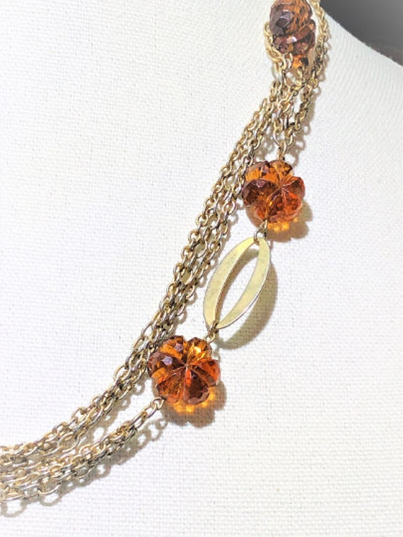 Vintage 46" Brown & Gold Crystal Necklace.  Art D… - image 4