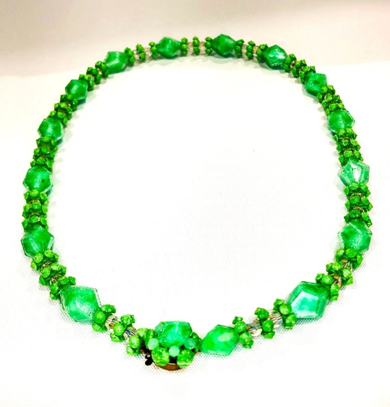 Vintage 24" West German Lime Green Beaded Necklace