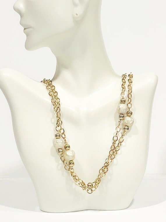 Vintage 58" Long Gold Chain Necklace.  Specialty … - image 1