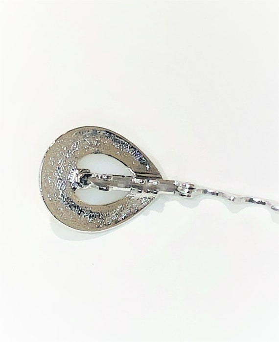 Vintage 24" Teardrop Silver & Pearl Pendant.  Cze… - image 8