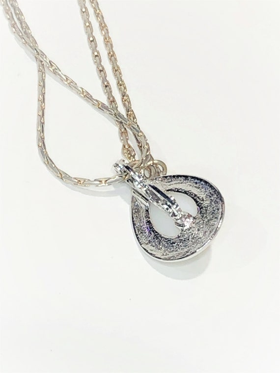 Vintage 24" Teardrop Silver & Pearl Pendant.  Cze… - image 4