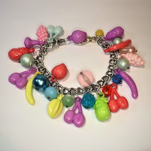 Vintage fruit salad toy jewelry bracelets plastic charms —