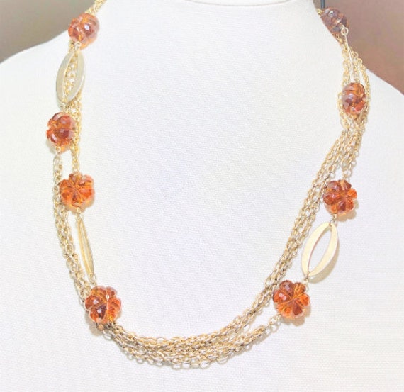 Vintage 46" Brown & Gold Crystal Necklace.  Art D… - image 7