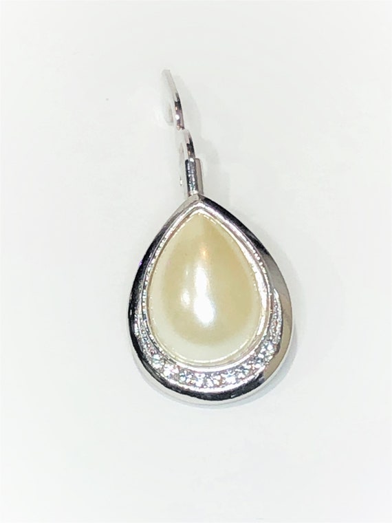 Vintage 24" Teardrop Silver & Pearl Pendant.  Cze… - image 6