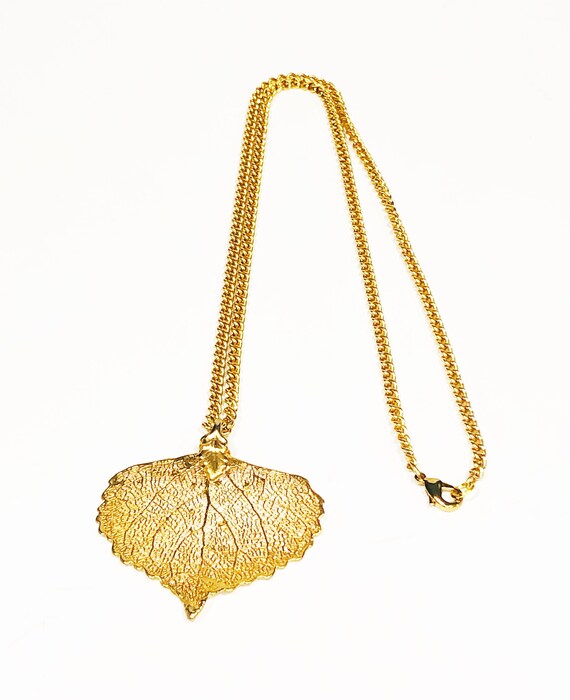 Vintage 24" Authentic Leaf Dipped in Gold Necklac… - image 4