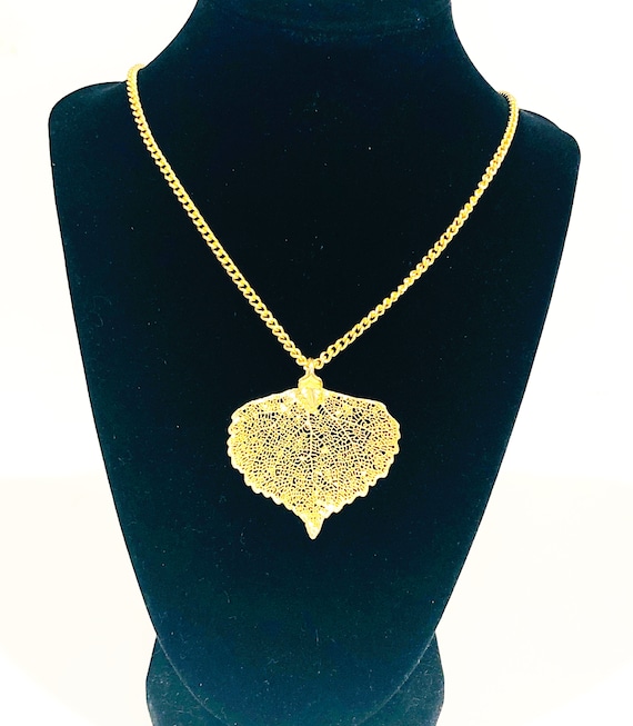 Vintage 24" Authentic Leaf Dipped in Gold Necklac… - image 1