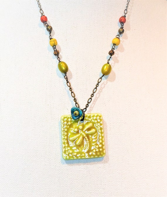 Gift for Her Necklace Boho One of a Kind Mandala Pendant Necklace SALE Handmade Beaded Pendant Necklace Leather necklace