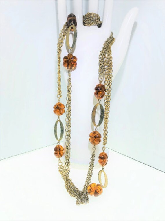 Vintage 46" Brown & Gold Crystal Necklace.  Art D… - image 3