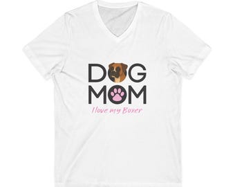Dog Mom Boxer Illustration T-Shirt | I Love My Boxer, Paw Print